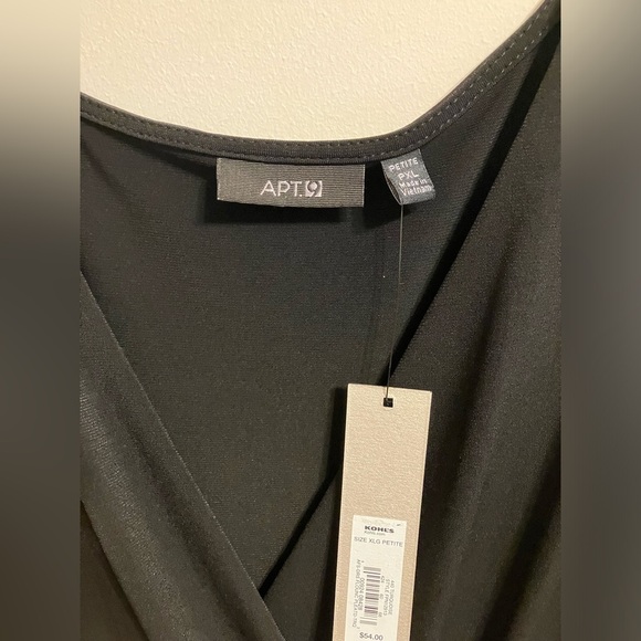 Apt 9 Faux-Wrap Sleeveless Black and green Dress Womens size Petit XL - Picture 4 of 14